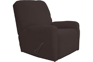 Lättgående vilstol stretch sofföverdrag 4-delar möbelskydd soffa mjuk med elastisk botten spandex jacquardtyg små rutor (vilstol, choklad) stor