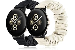 Tovimall Armbänder kompatibel mit Google Pixel Watch 3 41 mm/Pixel Watch 2/Pixel Watch, elastisches Stoff-Uhrenband, Haargummi-Armband, Ersatz-Uhrenarmbänder für Damen (2 Stück)