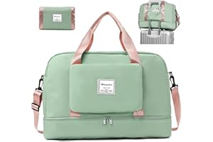 WIESPODEX Für Ryanair Airlines Untersitz-Kabinentasche, 50 x 32 x 28,5 cm, faltbare Reisetasche, Tragetasche, Handgepäck über Nacht für Damen und Herren (mit Schultergurt), grün