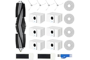 BAKTH Set di Accessori per Robot Aspirapolvere Deebot T20 Omni/T20e Omni: 18 pezzi Accessori Robot Aspirapolvere - 1*Spazzola Principale,6*Sacchetti per la Polvere,4*Panni Mop,4*Spazzole Laterali,2*Filtri