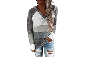 riou Sudaderas Mujer con Capucha Jersey Sweatshirt Talla Grande Suéter Cardigan Manga Larga Otoño Invierno Hoodie Tejido de Punto Tops Pullover S-5XL