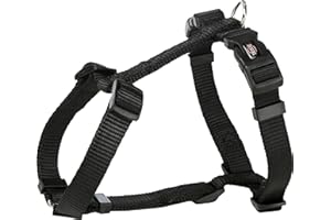 Trixie Premium H-Harness Cinturino completamente regolabile per cani, Nylon, Nero, M-L:52-75 cm/20 mm