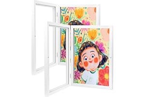 HOVIN Bilderrahmen Kinderzeichnungen A4,Kinder Bilderrahmen Aufklappbar,Bilderrahmen zum Befüllen,Kinder Kunst Rahmen 27x36cm(Weiß,2 Stück)