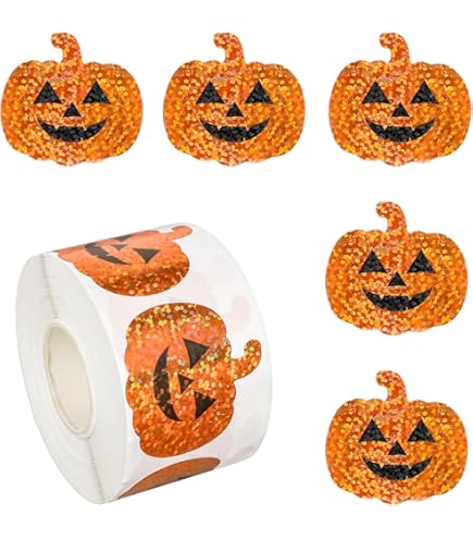 2 Rouleaux 1000pcs Autocollants D'Halloween, Rouleau D'Autocollants D'Halloween Autocollants Ronds D'Halloween Fantômes Araignées Chauve Souris Autocollants Chat Pour Les Décorations De Fête