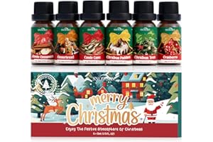 SNOWSEN Fragrance Oil Christmas Set | Apple Cinnamon, Christmas Pudding, Candy Cane, Gingerbread, Cranberry, Christmas Tree Essential Oils for Diffuser, Winter Scented Oil for Candle Making
