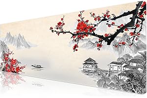 Klasse Pro - 10 Farklı Model Dikişli Kenar 90x40 cm Oyuncu Gaming Mouse Pad (Cherry Blossom, 90x40 cm)