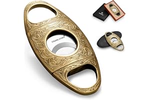 CIGARLOONG Zigarrenschneider Edelstahl Bronze graviert Double Cut Klinge Zigarrencutter(Farbe: Gold1)