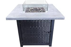 Peaktop Outdoor duże kwadratowe pionowe palenisko na propan z osłoną z PCW, 6 kg skały lawowe i farba i pędzel (regulator w zestawie i może być ukryty w palenisku)