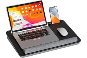 IMTKOTW Laptopkissen für Bett - Laptopunterlage mit Handgelenkauflage und Telefonhalter für max. 17,3 Zoll Notebook, Laptop Kissen Lapdesk für Homeoffice, Lernen und Entspannung