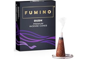 ‎FUMINO Fumino Räucherkegel mit frischem Duft Oudh – 1 Box à 20 Kegel Masala Agarbatti Räucherkerzen Klein - Duft für Entspannung, Meditation, Linderung bei Stress und Angstzuständen