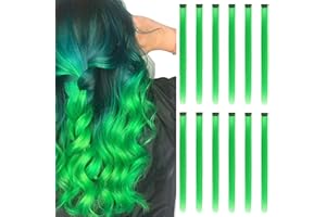 REDMENCO Extension Capelli Colorati con clip, Verde 12 pezzi 22 pollici Lungo Dritto, Sintetiche Resistenti al Calore, per Bambini Ragazze Donne Festival Feste Halloween Cosplay