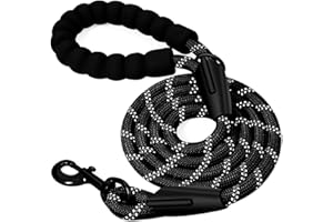AITVSFAO Dog Lead, 1.5m Rope Dog Lead with Comfortable Padded Handle, Strong Dog Leads for Medium Large Small Dogs, Dog Leash Highly Reflective, Training Lead for Dogs (Black)