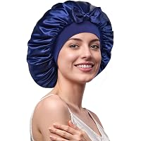 Seiden-Schlafhaube Für Damen – Verstellbare Nachtmütze Mit Schleife, Elastisch & Pflegend Für Haare