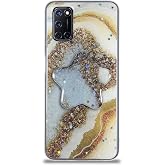 KZY İletişim Oppo A72 ile Uyumlu Kapak Mermer Desenli Pop Socketli Silikon Kılıf - Gold