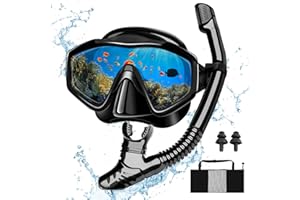 MILFECH Schnorchelset Erwachsene, Schnorcheln Set mit Taucherbrille und Trocken Schnorchel,Anti-Fog Anti-Leck Schnorchelmaske aus Gehärtetem Glas,für Tauchen Schnorcheln Schwimmen,Dry Schnorchel