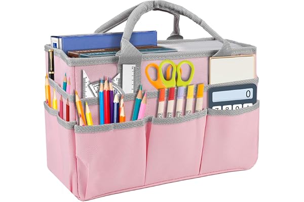 Kreativ fritidsväska, resekonstväska, pennfodral med fickor och handtag, för brevpapper, lärare, resor, camping, gym, skola