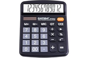 CATIGA 12 Digit Desktop Calculator with Large LCD Display and Sensitive Button, Dual Solar Power and Battery, Standard Function for Office, Home, School, CD-2786