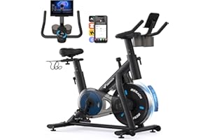 MERACH Vélo d'Appartement pour la Maison - Vélo de Fitness d'Intérieur Silencieux avec Résistance Réglable, Écran LCD, Siège Confortable, pour Entraînement Cardio, App Exclusive, Capacité Max 136KG
