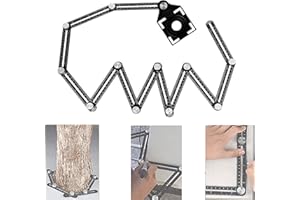 JIRENSH Multi Angle Measuring Ruler, Twelve-Sided Aluminum Alloy Template Tool,Aluminum Alloy Multi Angle Ruler,with Ceramic Tile Locator Hole Drill Guide,for DIY Handymen Builders Carpenters Tilers (12jie)