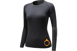 TERODACO Thermal Tops Womens Long Sleeve UPF50+ Ski Base Layer Women Soft Quick Dry Thermals Stretchy Micro Fleece Ladies Gym Running Sports Tops