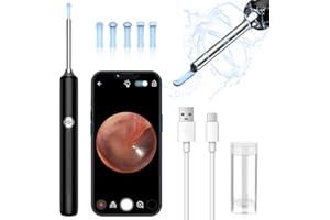 OUTACT Otoscopio Pulizia Orecchie con Telecamera IP67 Impermeabile 1080P HD 3.5mm Pulitore Orecchie Rimozione di Cerume con 6 Luci LED per iPhone, iPad e Android