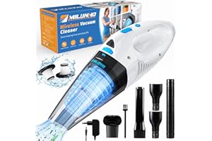 Milunho Aspirateur à Main, 8000PA, 12V Portable Mini Aspirateur Voiture sans Fil, avec Lampe LED Aspirateur pour Maison Voiture Bureau Table