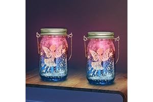 Resszo Lot de 2 Étanche Extérieur Mason Jar Solaire Lampe, Fée de Papillon Dans un Bocal Mason, Étanche IP65, Imperméable à l'eau Mason Jar Lamp pour Extérieur pour Jardin, Mariage