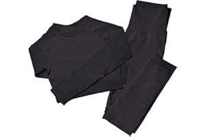 Mayround Seamless Women Yoga Sets 2 Pieces Ribbed | Long Sleeve Top and High Waist Leggings Gym Clothes Set | Women’s Sportswear Set