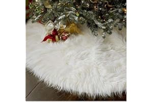 TOSSPER Decoración de Navidad de la Alfombra Año Nuevo Inicio al Aire Libre del Partido del acontecimiento de la decoración del árbol Faldas Creativo de Felpa Blanca árbol de Navidad Faldas de Piel