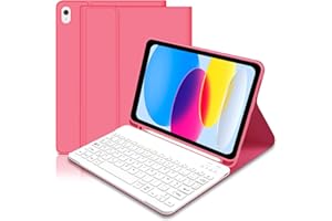HOFSOS Coque Clavier pour iPad 10ème Génération 10.9 Pouces 2022/11ème Génération 11 Pouces 2025, Étui pour Clavier Bluetooth Magnétique avec Porte Crayon, AZERTY Layout Clavier pour iPad 11/10 Gén -Rose