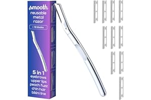 ECOYOU Smooth Eyebrow Blade | Metal Razor With 10 Refills | Dermaplaning Blades For Face, Dermaplaning Kit, Facial Razors For Women, Face Shavers For Women, Face Blade, dermaplaning blades (Silver)