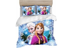 Doiicoon Frozen Children's Bed Linen, Elsa Bed Linen 135 x 200 cm, Frozen Baby Reversible Bedding Set 100 x 135 cm, Bed Linen 135 x 200 cm Cotton (2.135 x 200 cm Single Bed)