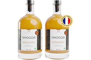 SHOGGA | Jus de gingembre bio | Made in France | Boisson premium sans alcool | 12 super-aliments : gingembre frais pressé à froid, citron, curcuma, poivre de Kampot, herbes et épices (2 x 500ml)