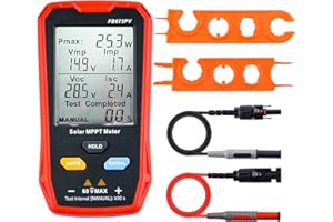 owootecc FB673PV Medidor de Panel Solar multímetro fotovoltaico 800 W, medidor Solar MPPT con LCD Transparente, MPPT Inteligente de Circuito Abierto Herramienta de solución de Problemas de Vo