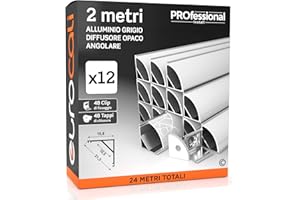 Eurocali 12x Profili Angolari da 2 metri (24mt) in Alluminio per Strisce LED Schermatura Opaca ingombro max striscia led 10.5mm - 15.8 x 15.8
