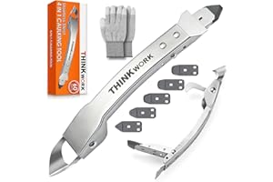 THINKWORK Silicone Caulking Kit, 4-in-1 Sealant Finishing Tool, Stainless Steel Caulk Remover with Pads, Smoothing Removal Tool for Home, Kitchen, Bathroom, Window, Floor, Sink, Tile Joint