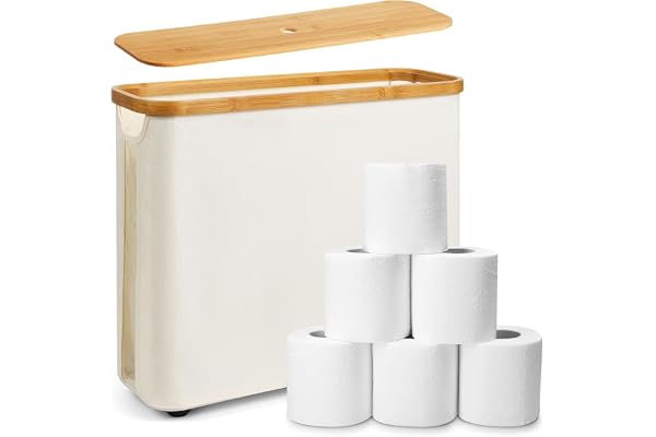 Toalettpapper förvaringskorg, bambu badrum arrangör, toalettpappersbehållare med lock, Luojinyi toalettpapper förvaring, förvaring av toalettpapper, toalettpapper förvaring, korg med lock