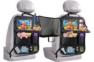 Hersance Auto Organizer, 2 PCS Autositz Organizer Kinder Reißfest mit Tisch und Vielen Sack, Rücksitz Organizer mit 12 Zoll Tablet-Tasche Rückenlehnenschutz Auto Wasserdicht