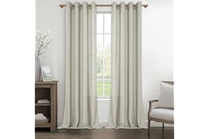 MRTREES Tende Lino Naturale Semioscuranti per Interni Camera da Letto Moderna Tende Soggiorno Bellissime Moderne Salotto Eleganti Casa 2 Pezzi 140x260cm Tenda con Anelli da Interno