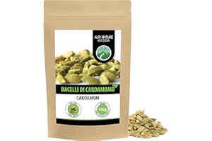 Alpi Nature Cardamomo Bacche 100g, Baccelli di Cardamomo Verde Interi con Semi per Cucina