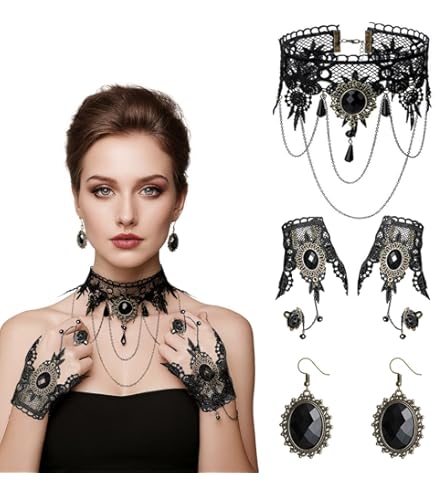 Collier Choker Gothique Steampunk - Set 5 Pcs Élégant