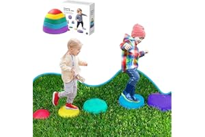 G TALECO GEAR Lot de 5 pierres d'équilibre antidérapantes pour enfants à partir de 3 ans - Pierres d'équilibre pour l'intérieur et l'extérieur - Pierres de matelassage pour enfants