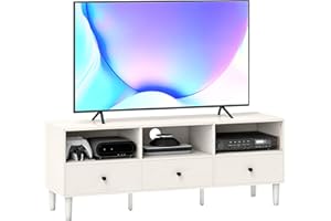 HOMCOM Mueble de TV Moderno Mueble de TV para Salón con 3 Compartimentos Abiertos 3 Cajones y Orificio para Cables para Televisión de 45/55/65 Pulgadas 120x34x45 cm Blanco