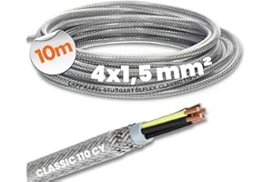 10 mètres de câble de commande blindé Lapp 1135304 Ölflex Classic 110 CY 4G1,5mm² avec gaine extérieure transparente