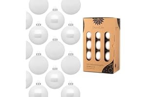 DecoLite: Glass Christmas Tree Baubles, Diameter 6 cm (Pack of 30), White, Matte/Glossy