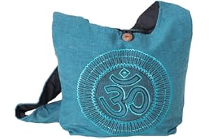 Vishes - Umhängetasche Stoff Beuteltasche Schulterbeutel Damen Beutel Herren langer breiter Tragegurt Om Unisex