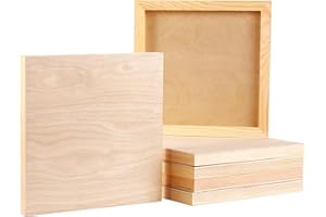 Yarlung 6 Pack 8 x 8 Inches/20x20cm Wooden Painting Panels, Unfinished Birch Wood Cradled Canvas Boards for Painting, Drawing, Watercolor, Encaustic Art, Crafts, Easel Display, Use with Oils, Acrylics