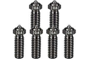 Nssnlur 6 pezzi di ugelli in acciaio temprato per QIDI Q1 Pro/X-Plus 3/X-SMART3/X-MAX3, 4pcs 0.4mm+ 2pcs 0.6mm set di ugelli per estrusore hotend, ugello per stampante 3D Q1 Pro X-Plus 3 X-Max 3