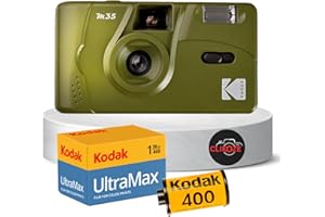 Reusable Film Camera Bundle includes Kodak M35 35mm Film Camera, Kodak 35mm film 36 exposures and Clikoze Tips Card (Olive)