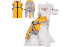 Poseca Dog Coat,Small Dog Harness Coat - Waterproof Winter Jacket with Built-In Harness for Small to Large Dogs